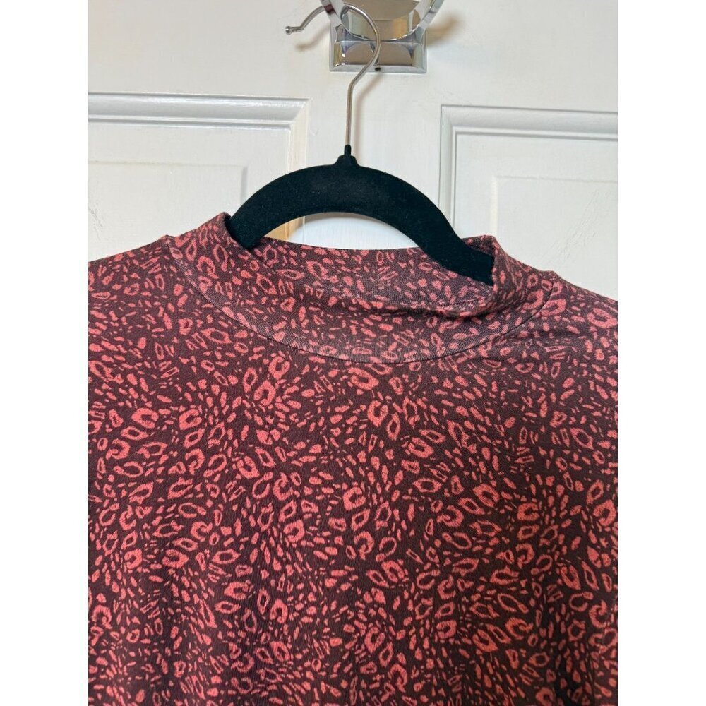 Ted Baker Junior's Red Patterned Stretchy High Neck Long Sleeve Top - Size 3 - Picture 5 of 10